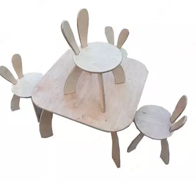 Bolalar uchun dizaynerlik mebel toplami (stol 4 ta stul). 41-model Kuencha